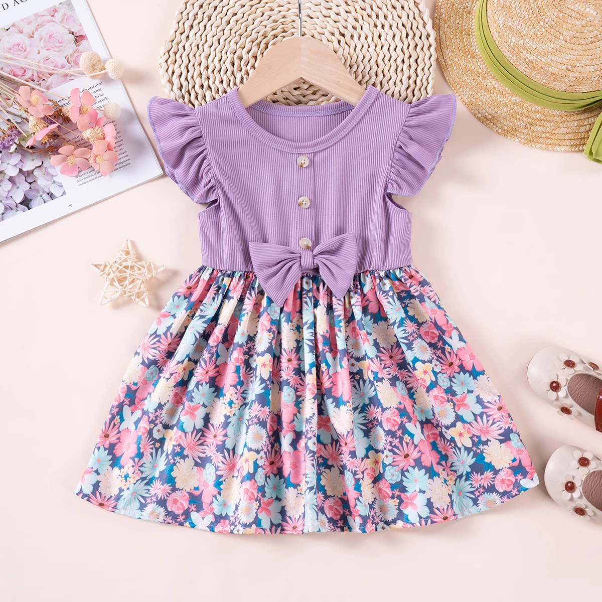 Summer Half Sleeves Casual Dress For Baby Girls main image 0
