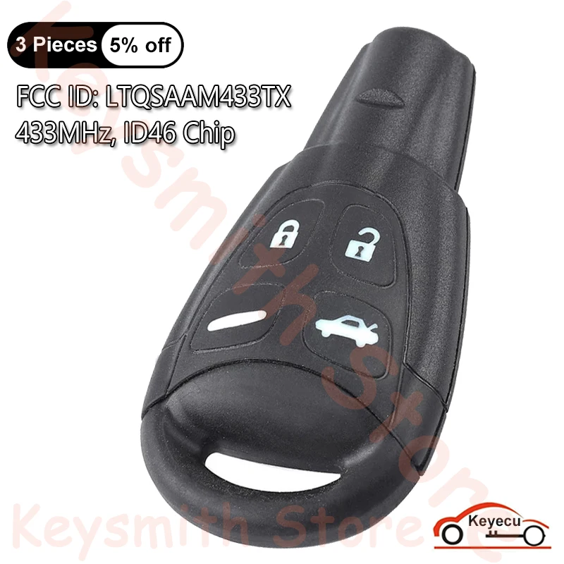 

4-кнопочный чип KEYECU 433 МГц ID46 для SAAB 9-3 9-5 2003 2004 2005 2006 2007 2008 2009