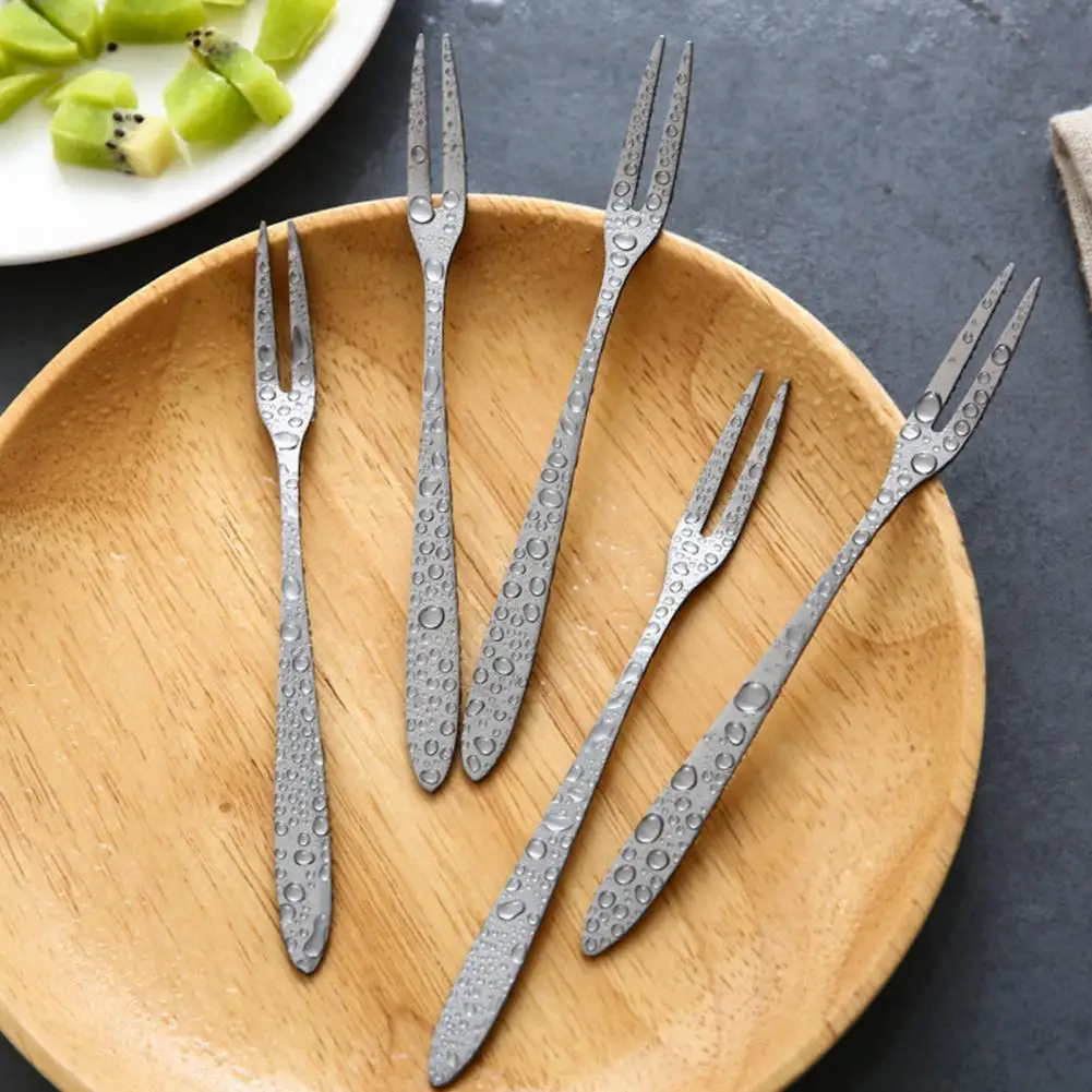 

Non-slip Handle Fruit Fork Children Fruit Fork Stainless Steel Non-slip Fruit Fork Set for Eating Desserts Rust-proof for Korean
