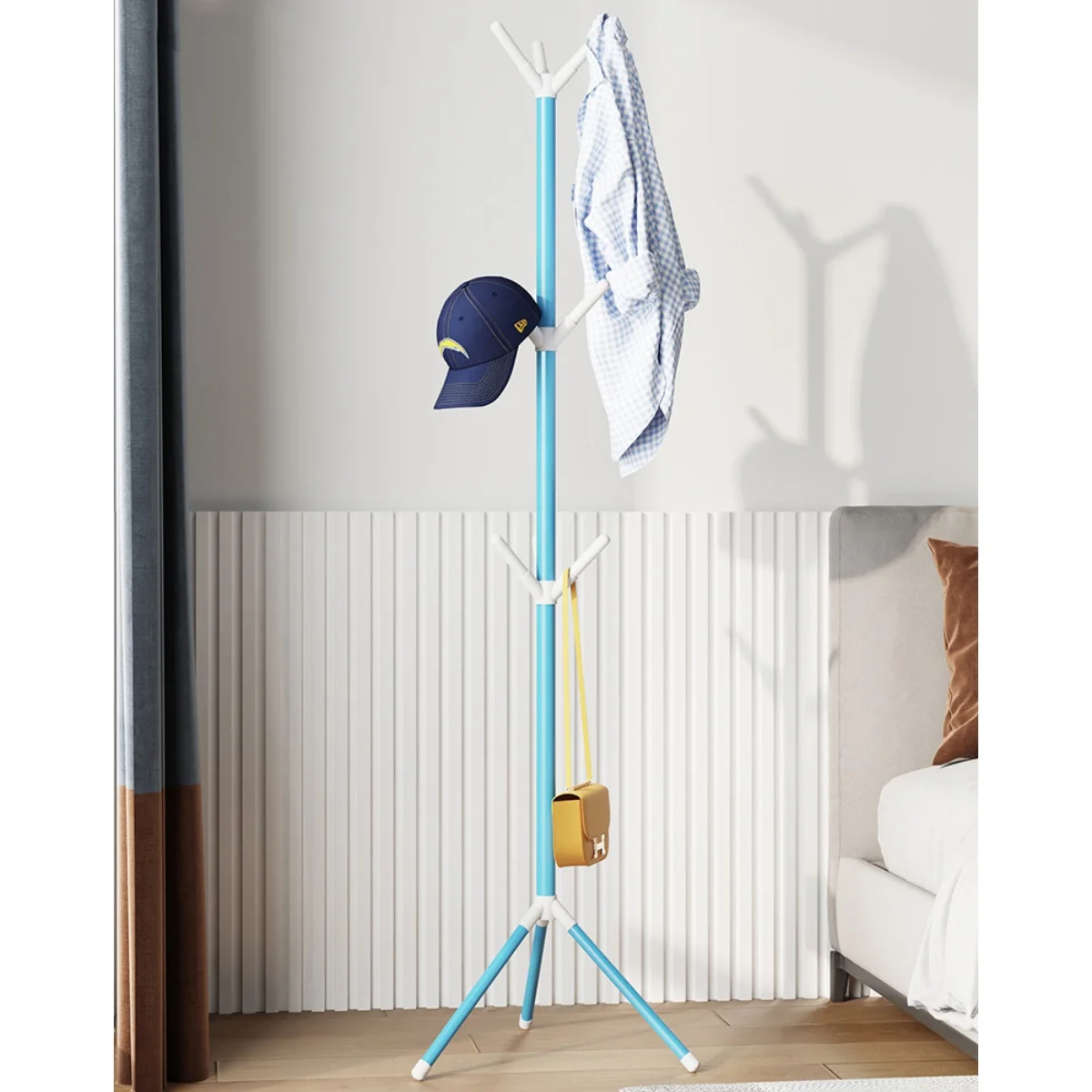 2/3 Fork Coat Rack Bedroom Hanger Living Room Floor Clothes Storage