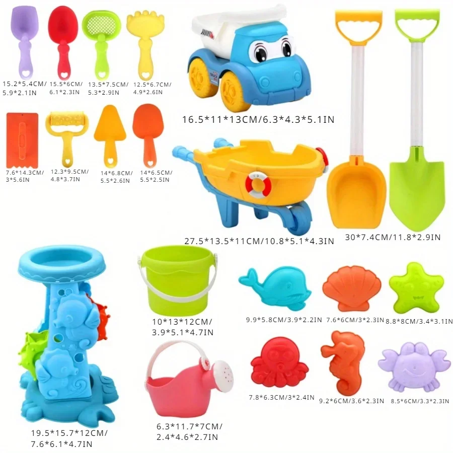 Children's Beach Toy Set, ATV, Sand Digging and Water Toy, Beach Bucket, Hourglass, Shovel, Beach Sand Play Tool Random Colors — view 2