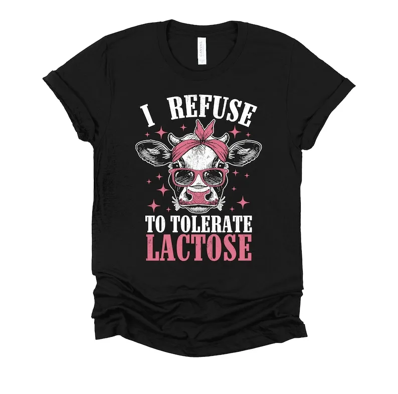 Я не терпирую рубашку с лактозой/Подарочный грызун/боль живота/без молока/коровья МЕМА/непереносимость лактозы/Животные Я не терпирую рубашку с лактозой/Подарочный грызун/боль живота/без молока/коровья МЕМА/непереносимость лактозы/Животные