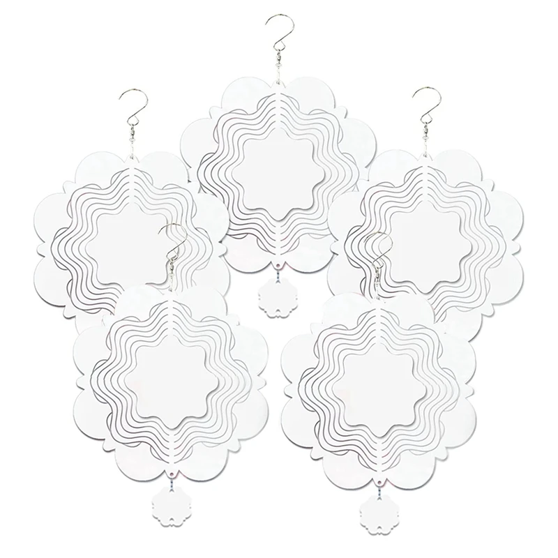 

5Pcs 3D Double Sided Wind Spinners Sublimation Blank For Indoor Outdoor Decoration