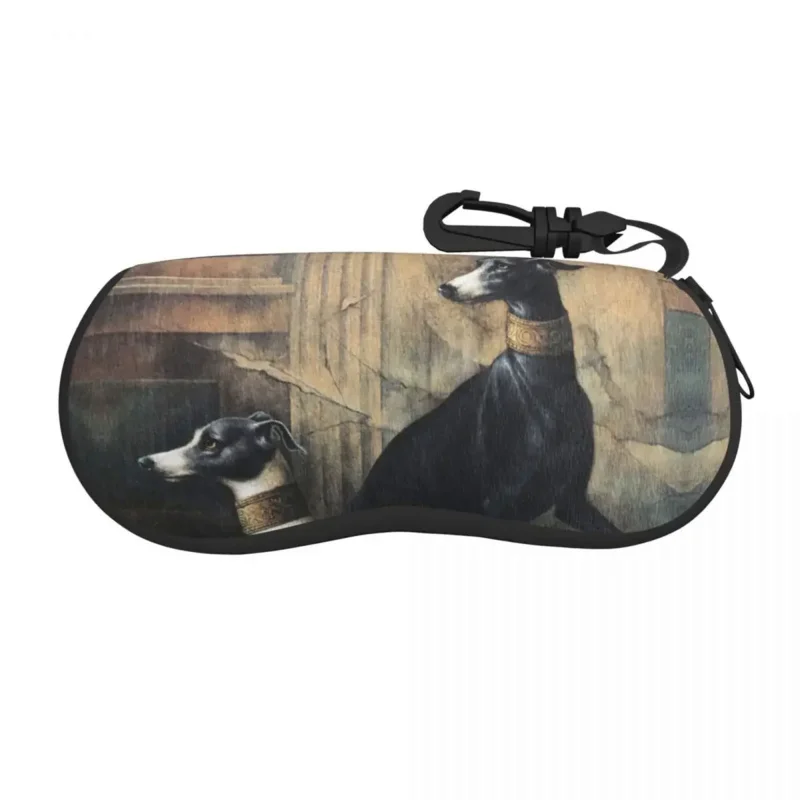 

Custom Greyhounds With Gold Collars Glasses Case Portable Sihthound Dog Shell Eyeglasses Case Sunglasses Box