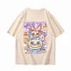 Men Casual Cute Tide Wear Tops Labubu Cartoon T-Shirts Short Sleeve Lovers Women High Quality Pure Cotton Kids Girls Clothes Tee 4