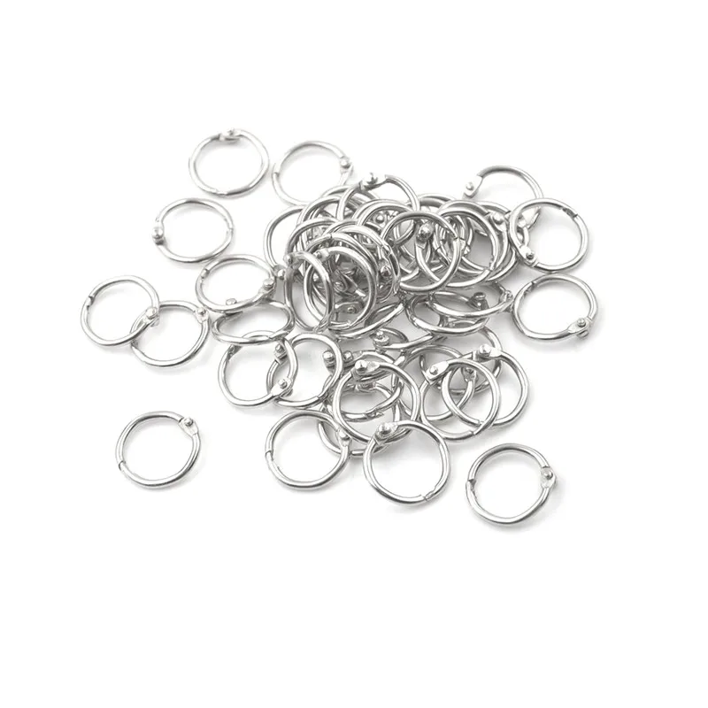 

50Pcs Metal Ring Binder Staple Book Binder Albums Loose-leaf Book Hoops Loose Leaf Ring Keychain Office Binding Supplies