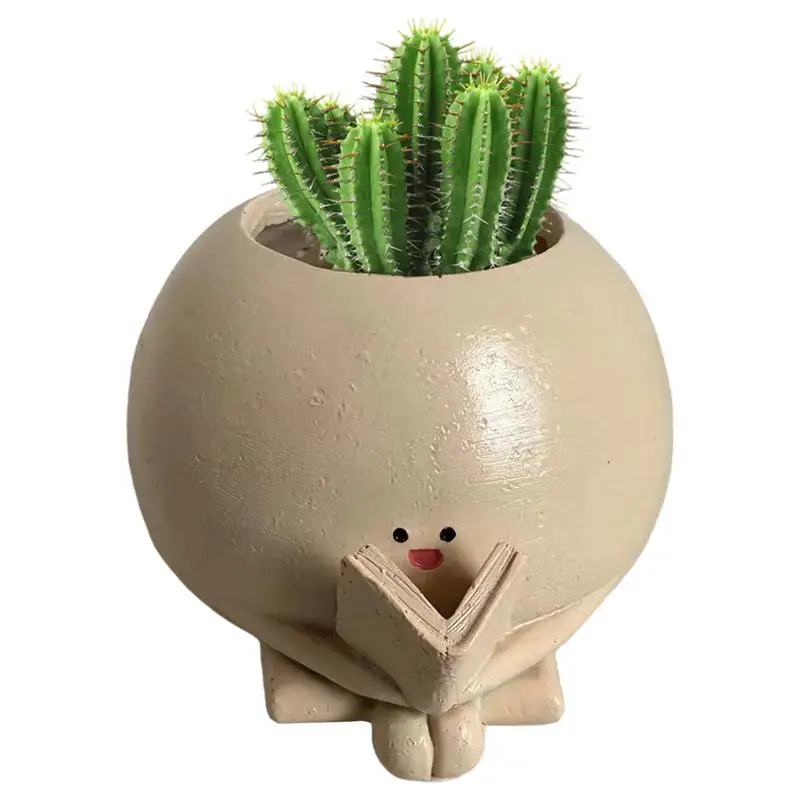 

Flower Planters Indoor Desktop Decoration Resin Succulent Pot Flowerpot Decoration Planter Succulent Pots In Sitting Reading