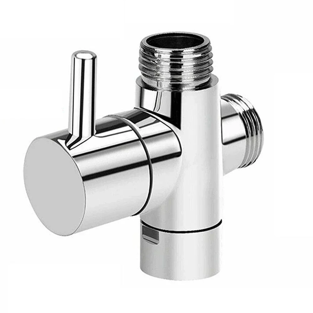 1/2" Chrome 3-Way T-Adapter Adjustable Shower Head Diverter Valve Arm Mounted For Bath Mixer Tap Faucet Replacement Parts
