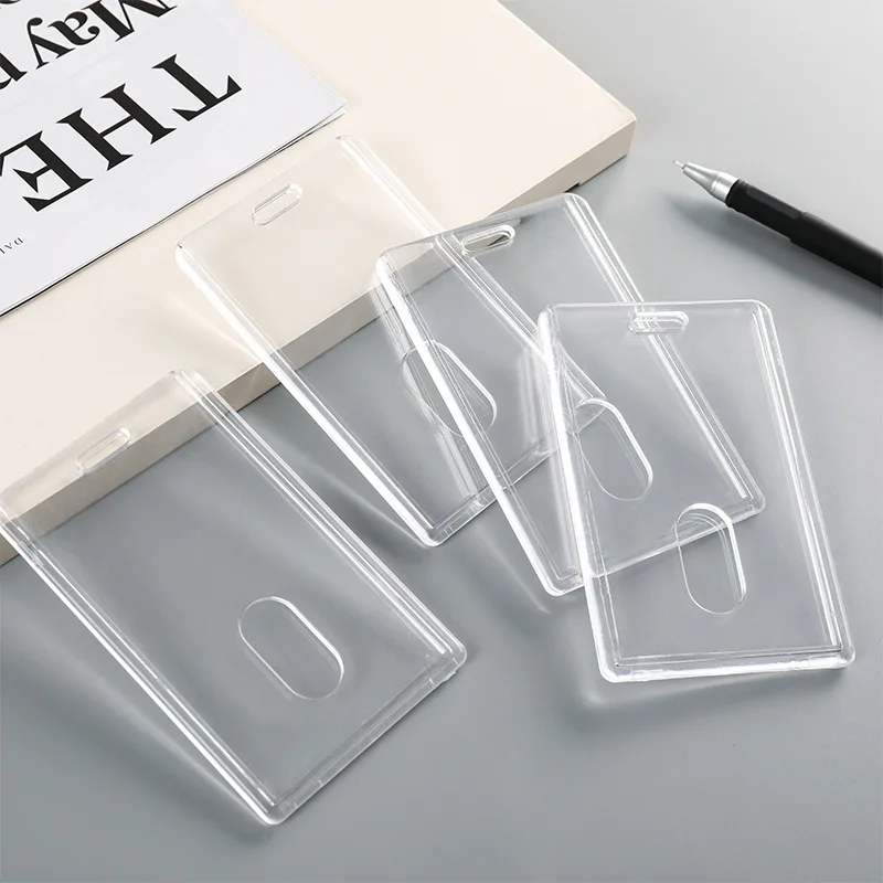 1pc New Hard Plastic Clear Acrylic Office Staff Card Cover Cases Protect Sleeve Girls Students Id Name Bus Card Holder Case