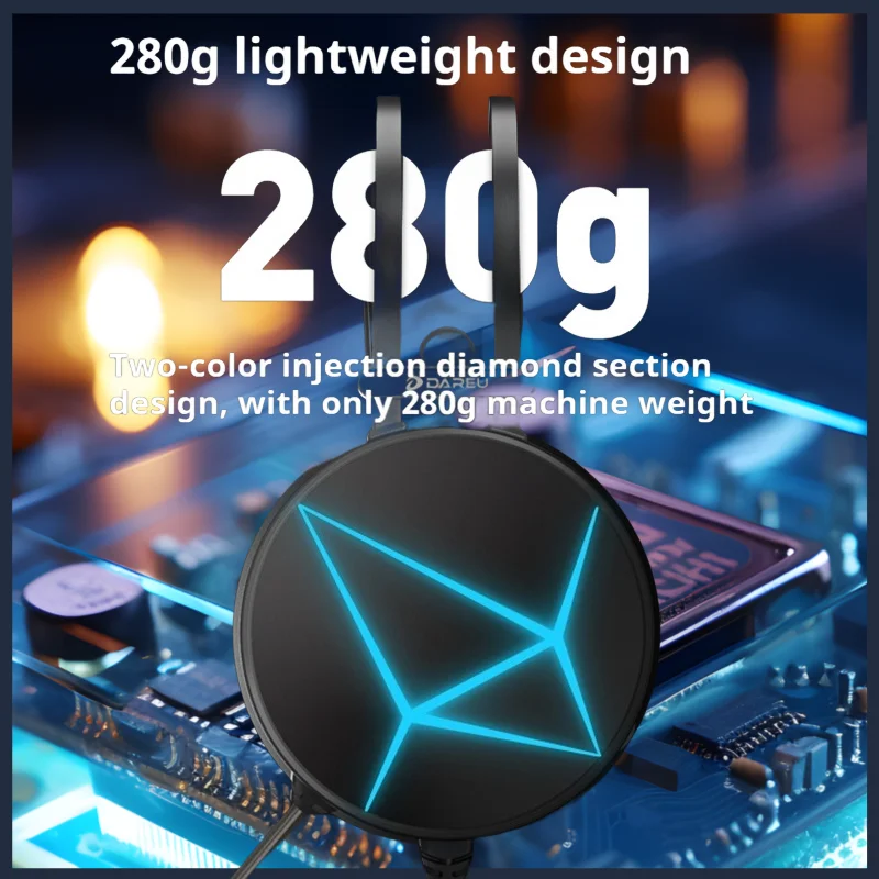 DAREU EH722 Wired Headphones RGB Desktop Laptop Headwear E-sports Noise Cancelling Gaming Earphones,High definition microphone