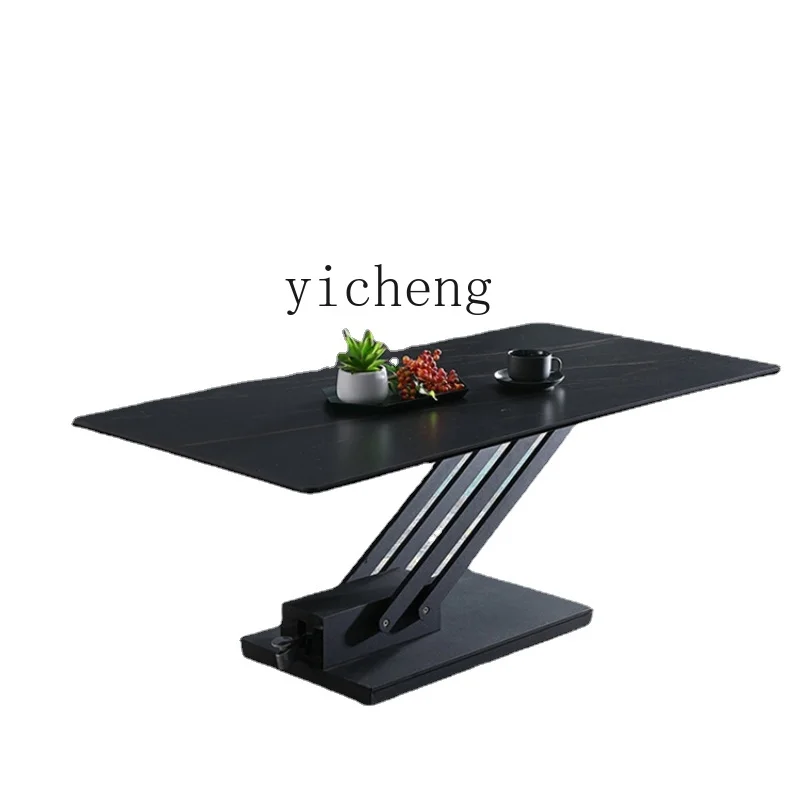 

Tqh Light Luxury Creative Small Apartment Rock Plate Lifting Square Coffee Table Oval Simple Dining Table