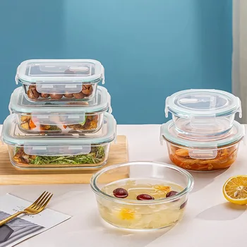 Boîte à lunch en verre borosilicaté à haute teneur, bento scellée, chauffage au micro-ondes, réfrigérateur, congélateur, bols à soupe frais, nouveau 1