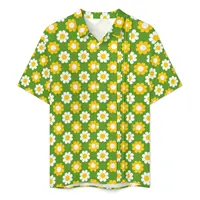 Summer Shirt Beach Retro 60s Floral Blouses Flower Power Print Novelty Casual Shirts Mens Short Sleeve Fashion Plus Size Clothes 2