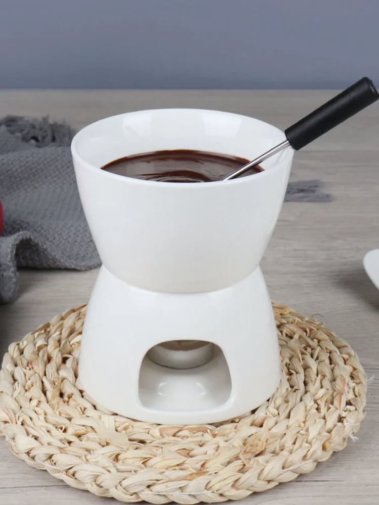 Mini fondue sada s candle/fork nestandartní keramika fondue hrnec švýcarský sýr čokoláda tání hotpot fondue sada s vidlička