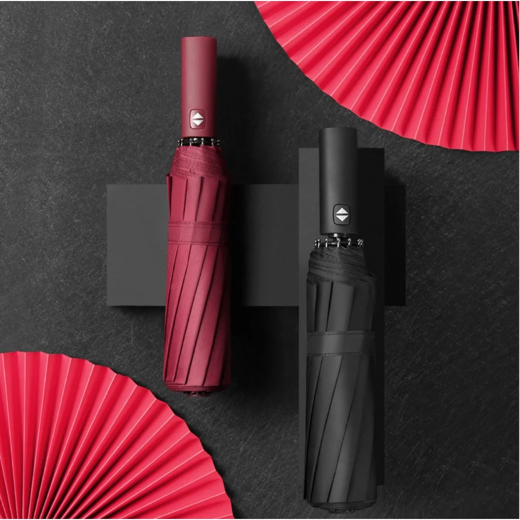 Windproof Double Layer Resistant Umbrella Fully Automatic Rain Men Women Luxury Business Large Parasol 12 Bones