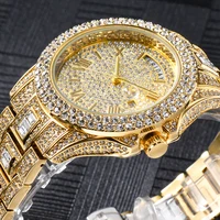 Montre à quartz plaquée or pour homme avec bracelet serti de cristaux – Luxueuse, coffret cadeau inclus 5