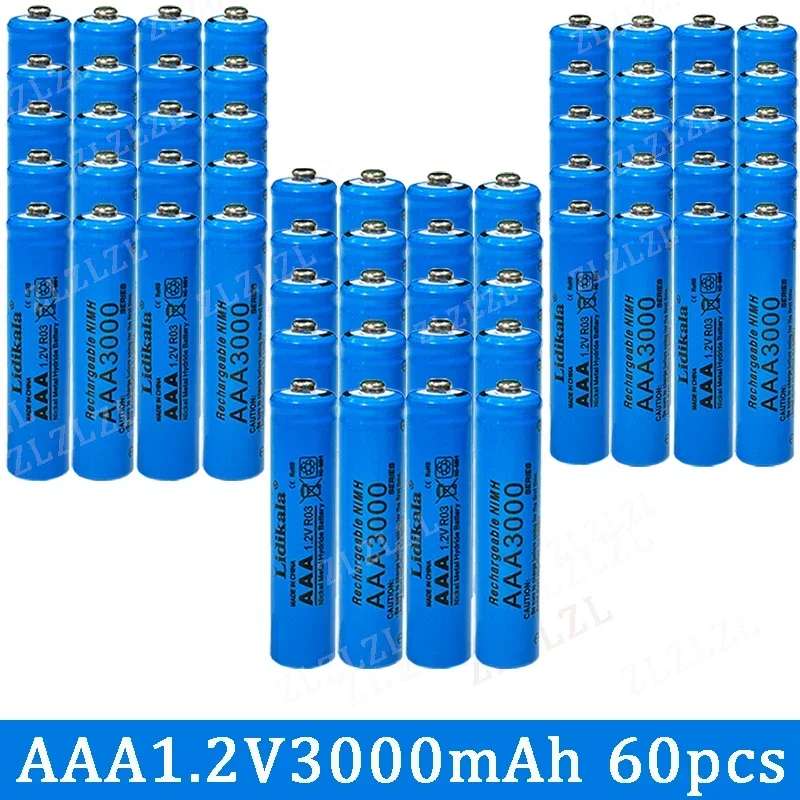 2-120PCS High Quality 1.2V AAA 3000mAh Nickel Hydrogen Battery Alkaline 1.2V Clock Toy Camera Battery Rechargeable Battery 2