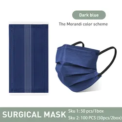 Bulk Pack of Colorful Individually Wrapped Fashion Disposable Face Masks with 3 - Ply Protection - 100 Pcs (Blue)