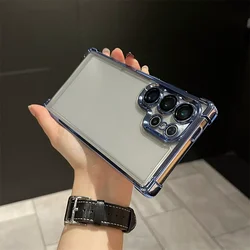 Enhanced Shockproof Transparent Soft Case with Lens Film Protection - Samsung S22Plus (Blue)