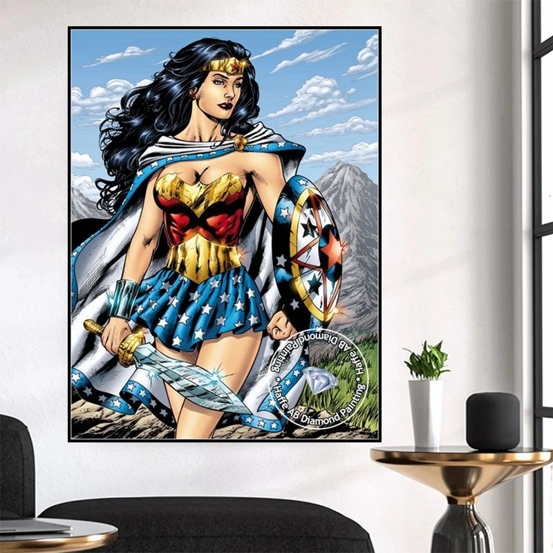 DC Comic Wonder Woman 5d Diamond Painting AB Drill Gal Gadot Fantasy Movie Wall Art Embroidery Cross Stitch Handcraft Decor Gift