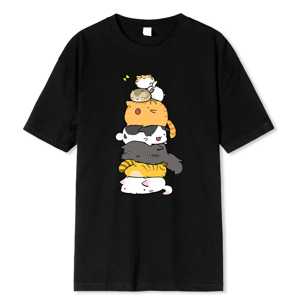 Mačke se visoko sklapaju da uhvate leptira, muška odjeća, modne ljetne majice, ulična odjeća, 100% pamučni široki topovi_voghion.com