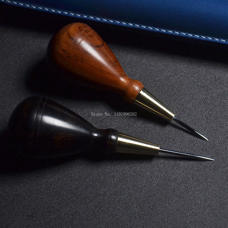 Leather Punch Tool Leather Punching Awl Homemade Handmade Leather Piercing Tools Awl Solid Wood Olive Cone Flat Cone DIY Leather Crafts To Make Through Hole Utensils