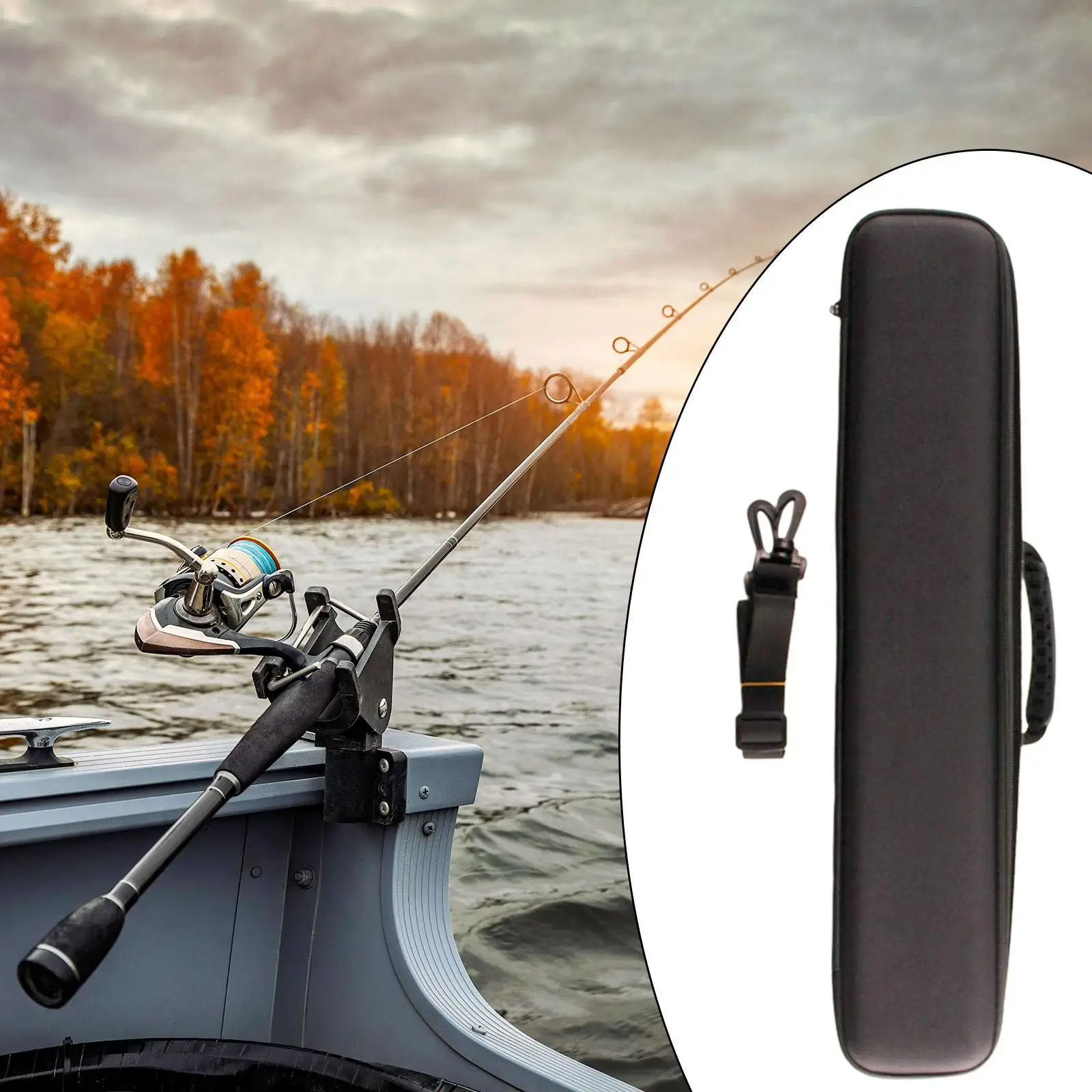 Fishing Tackle Storage Bag Holder Protective Case Multipurpose Hard Shell Durable with Strap Storage Case for Rod Outdoor Lures