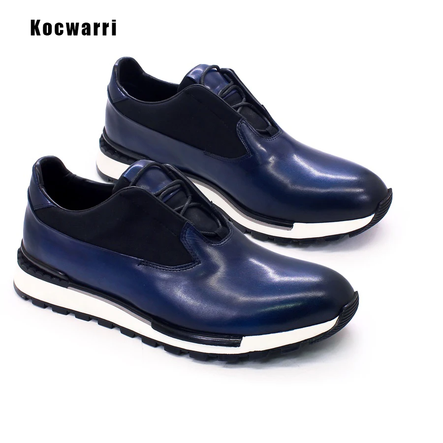 Genuine Handmade Men's Leather Shoes Comfortable Smooth Casual Sneakers Men's Office Dating Street Walking Men's Shoes