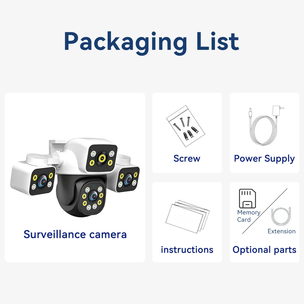 PEGATAH 6K 12MP 10X Zoom PTZ Outdoor WiFi Camera Three Screen Three Lens Automatic Tracking Audible Visual Alarm Security Camera