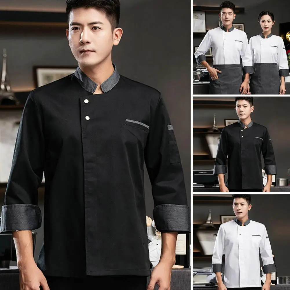 

Chef Uniform Lightweight Women Men Service Bakery Breathable Cook Coat Buttons Closure Anti-pilling Cook Coat Pastry Clothes