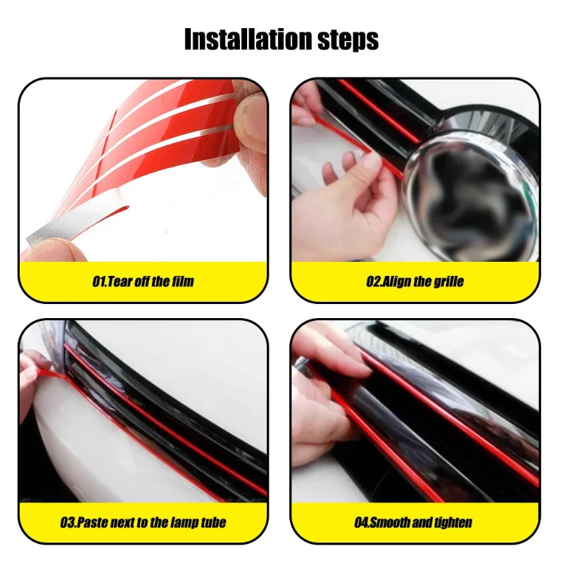 Reflective Red Car Stickers and Grille Mouldings for Front Hood Decoration