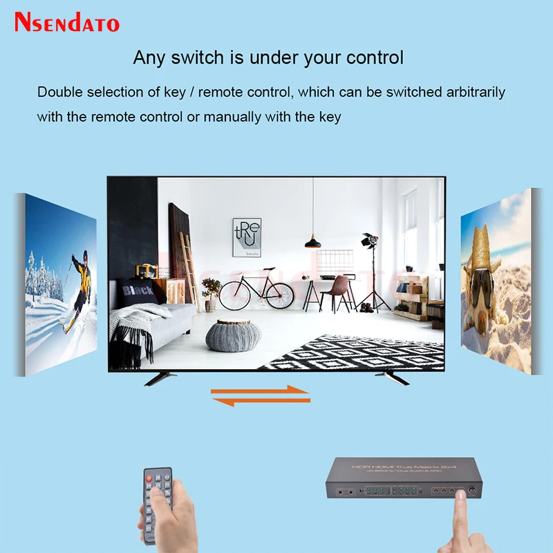 4K 60Hz HDMI Matrix 2X4 HDMI Splitter 2 In 4 Out HDMI Audio Extractor Splitter Switcher With ARC AUX SPDIF Scale Down For PS4 TV