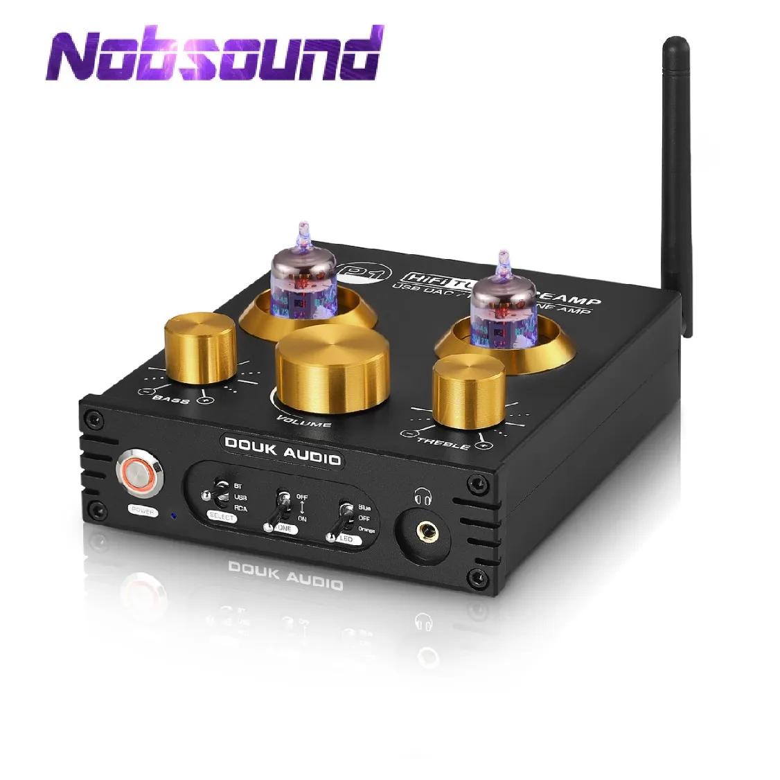 Фото Nobsound HiFi Bluetooth 5,0 6J5 запорный трубный преусилитель бас стереонаушники усилитель с USB DAC APTX №1