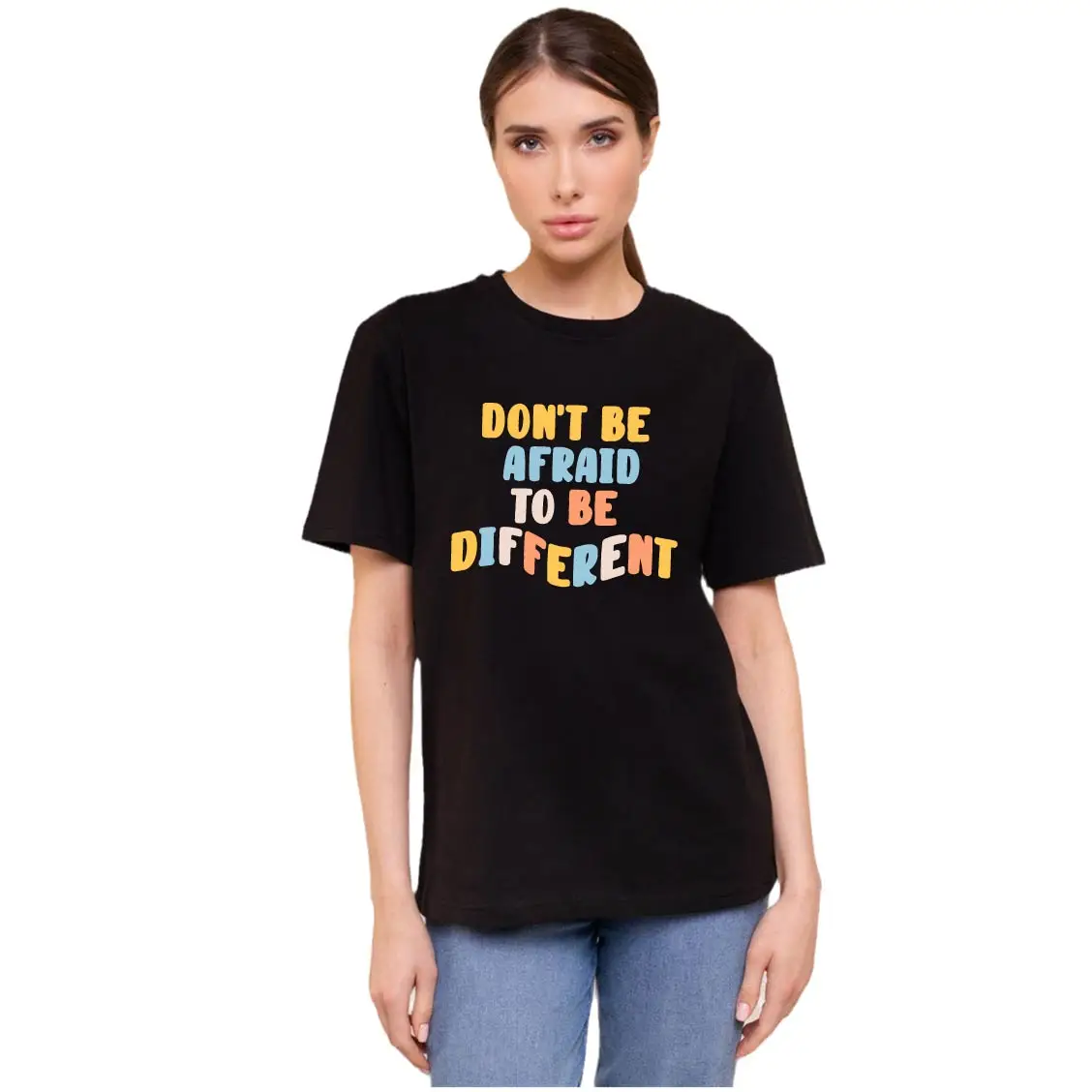

Don't Be Afraid To Be Different Female Tee Basic Color Multicolor Casual Cotton T-Shirt Crew Neck Women Summer Boutique Tops Tee