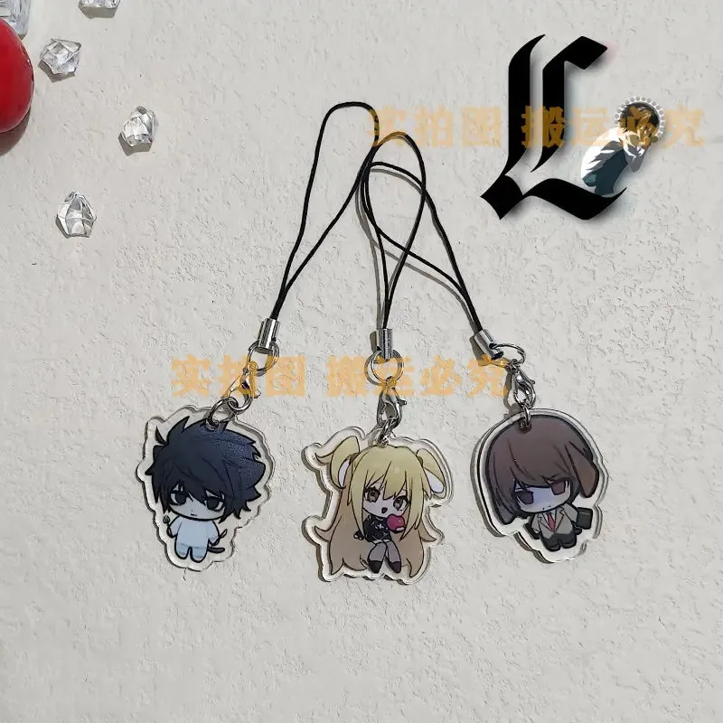 DEATH NOTE 휴대폰 체인, Yagami Light L Lawliet 아크릴 펜던트, 휴대폰 스트랩, 귀여운 로프 랜야드,..