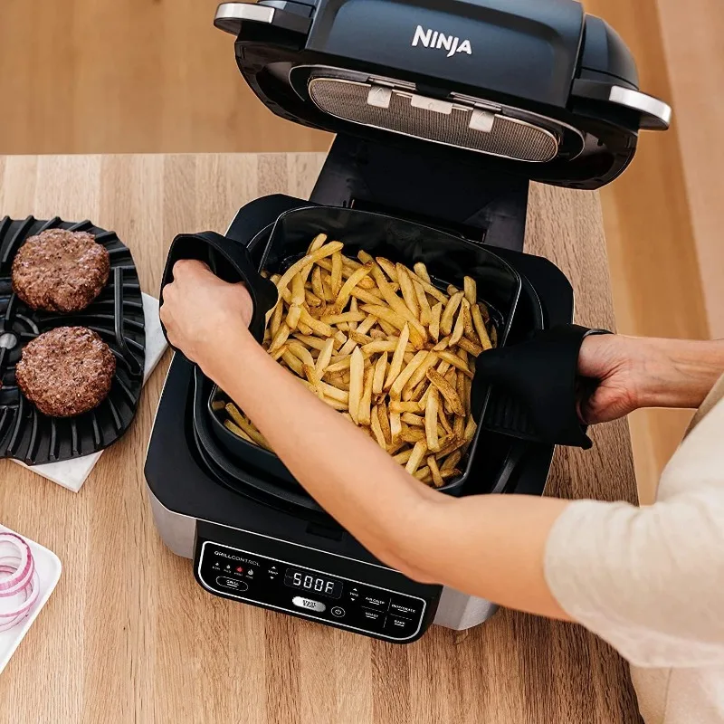 Ninja AG301 Foodi 5-in-1 Indoor Electric Grill with Air Fry, Roast, Bake & Dehydrate - Programmable, Black/Silver 6