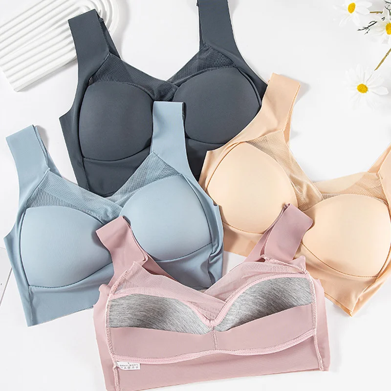 

Widened Non-slip Straps Bras Solid Color Low-cut Collar Underwear for Shaping Perfect Chest Shape PR Sale