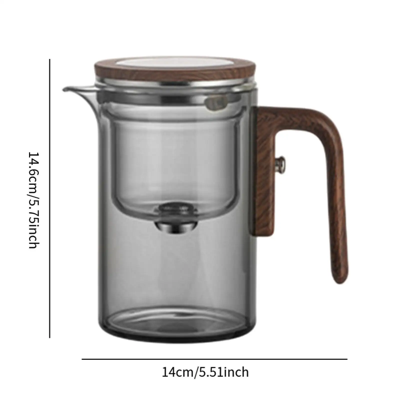 Glass Teapot Wooden Handle,Kettle for Loose Leaf Tea,Portable,Creative,Tea Gifts with Strainer Water Separation for Tea House