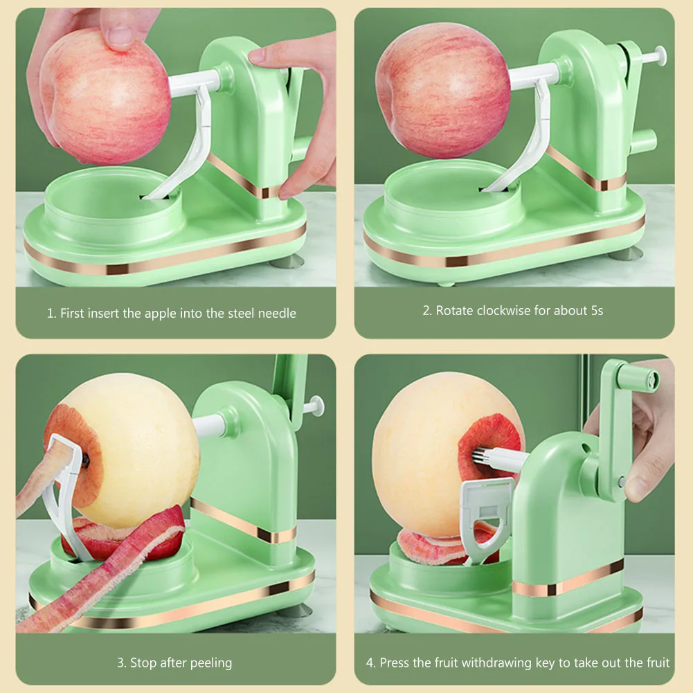 3 in 1 Hand-cranked Apple Peeler Multi-functional Fruit Apple Peeling Machine w/ Stainless Steel Blade Apple Slicer Corer Cutter