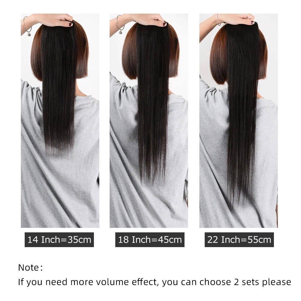 Isheeny Clip In One Piece Brazilian Hair Clips Tic Tac 5 clips 14" 18" 22" Remy Hair piece Straight Clip Human Extensions
