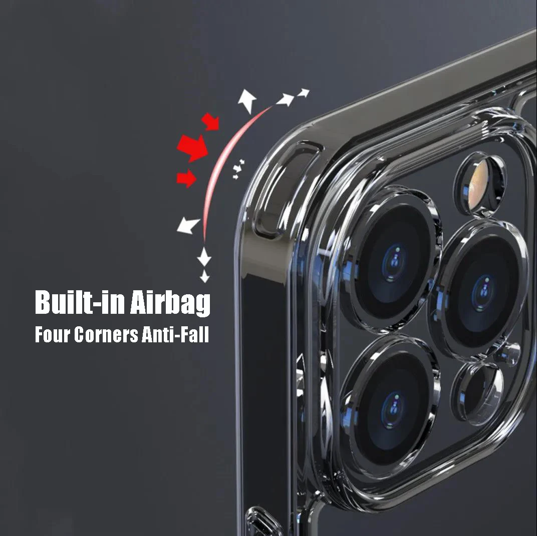Durable Transparent Shockproof Tempered Glass Phone Case with Clear Hard Bumper