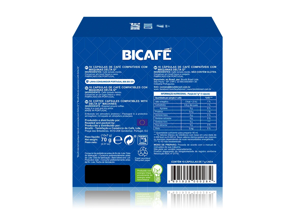 Cápsula De Café Bicafé Azzurro P/ Máquinas Delta Q*