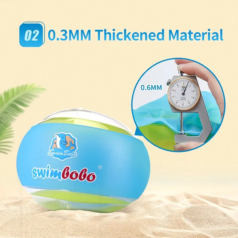Swimbobo Children Swimming Arm Circle Boys and Girls Swimming Arm Circle Green Orange Thickened Inflatable Water Sleeve Toy 4
