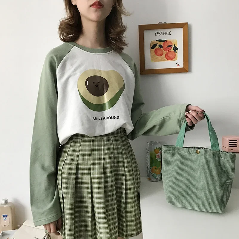 Small Corduroy Lunch Bag Women Eco Canvas Portable Tote Bags Mini Female Students Bento Picnic Food Bag Travel Handbags lunch bag bento bag
