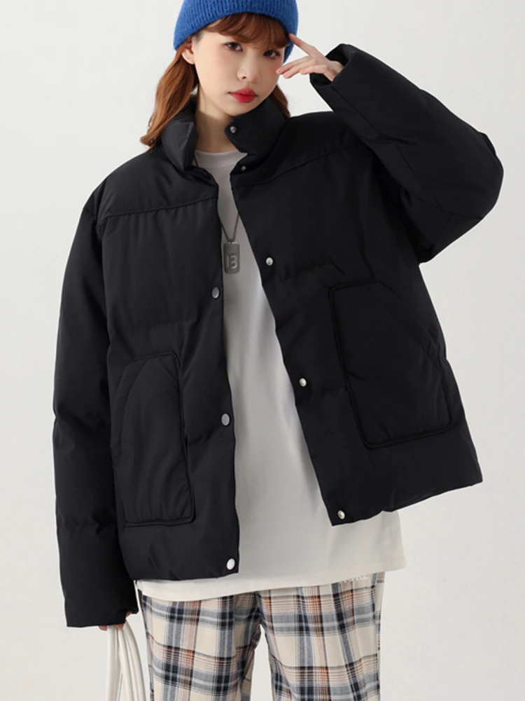 QOERLIN Winter Jacket Women Parkas Thicken Warm Coat Stand Collar Jackets Solid Color Parka Coat Women Fashion New Streetwear