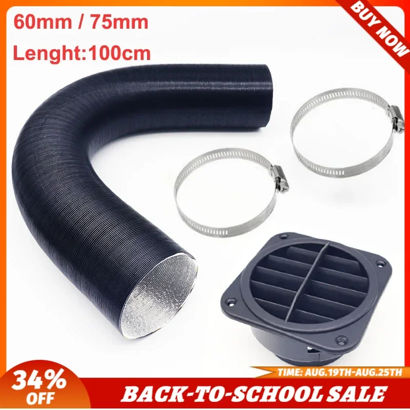 Air Diesel Heater Duct Pipe 75mm / 60mm/42mm Diesel Heater Duct Hose Pipe Air Duct Air Vent Outlet Hose Clip for Webasto Eberspach Diesel Parking Heater