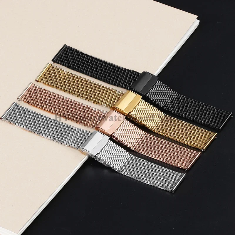 Sleek Milanese Mesh Stainless Steel Watch Band - Universal Fit, Heavy-Duty Design