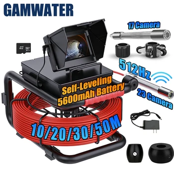Sewer Inspection Camera - 512Hz Self-Leveling with 5600mAh Battery, IP68 Waterproof Endoscope Camera with 16GB TF Card 1