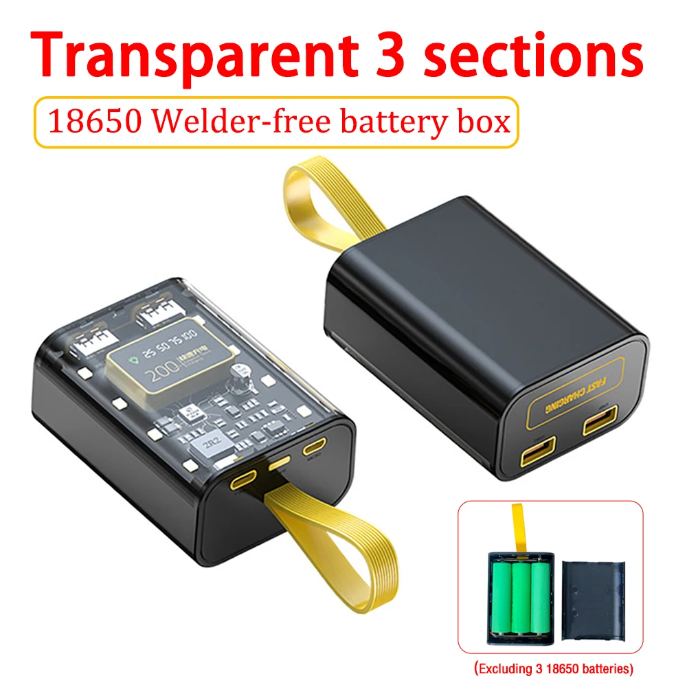 DIY Shell 3*18650 Battery Holder Power Bank Case Dual USB Mobile Phone Charger TypeC 18650 Battery Storage Box Night Light