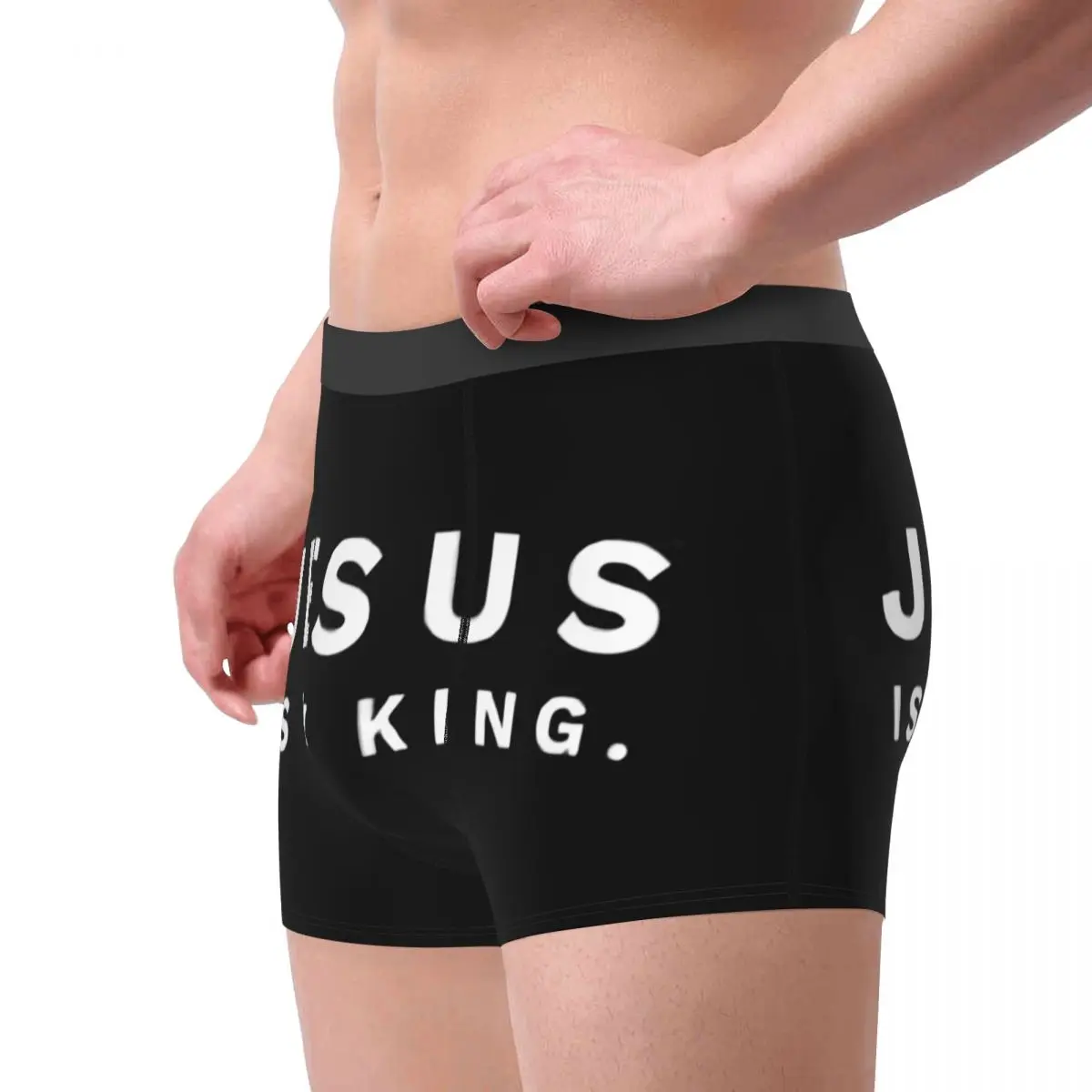 Custom Jesus Is My King Boxers Shorts Panties Male Underpants Stretch  Religious Christian God Briefs Underwear 3